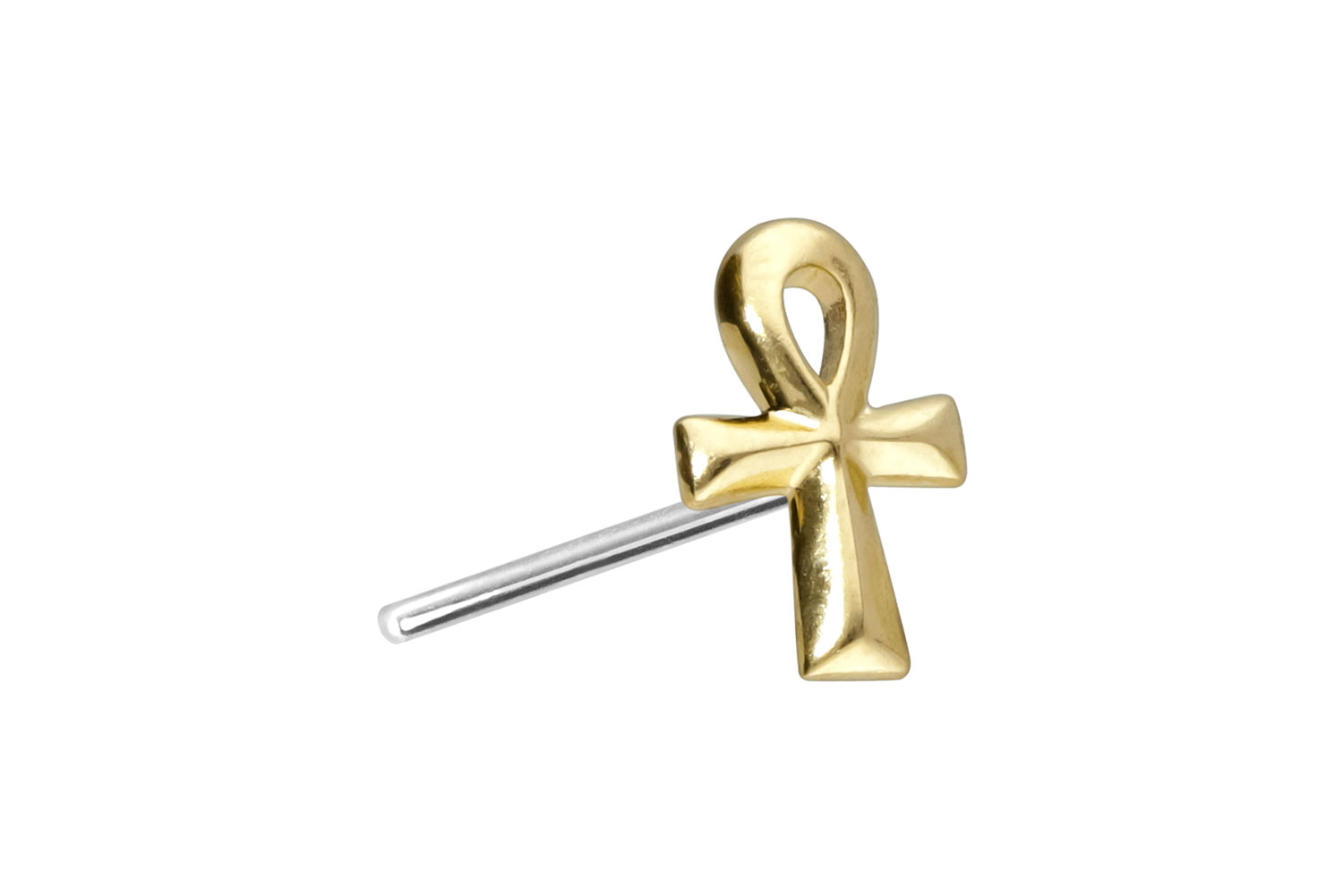 14 Karat Gold Aufsatz mit Titan Push Pin ÄGYPTISCHES KREUZ von Piercingline